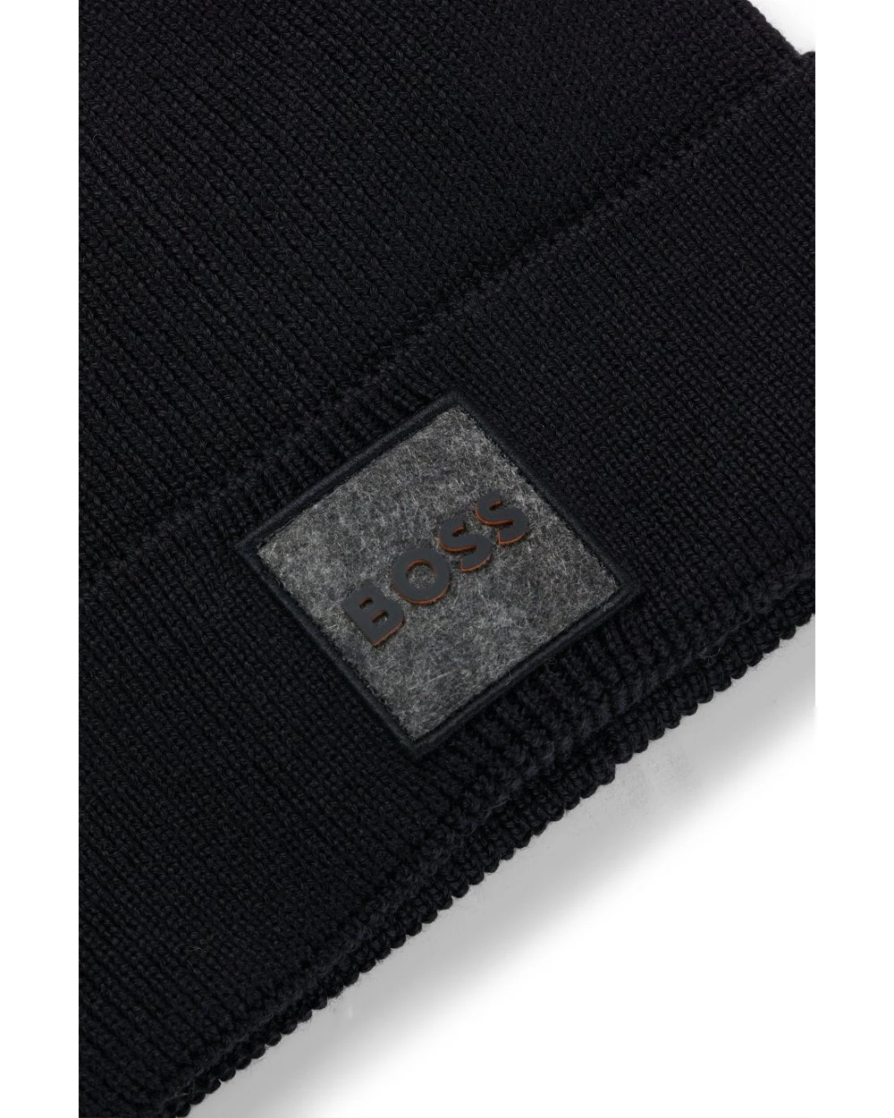 BOSS Mens Beanie With Felt Badge Black 3 BOSS Mens Beanie With Felt Badge Black - Image 3