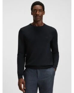 BOSS Mens Botto-L Knit Crew Neck Jumper Dark Blue -Repertoire Fashion Store boss mens botto l knit crew neck jumper dark blue p47152 321111 image