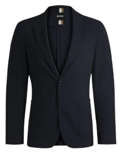 BOSS Mens C-Hanry 252 Seersucker Blazer Jacket Dark Blue