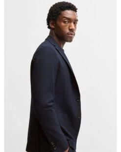 BOSS Mens C-Hanry 252 Seersucker Blazer Jacket Dark Blue -Repertoire Fashion Store boss mens c hanry 252 seersucker blazer jacket dark blue p46548 309056 image