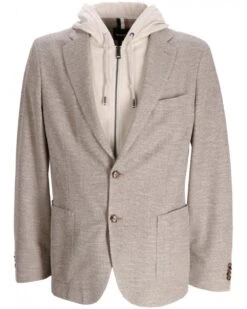 BOSS Mens C-Hanry Hooded Blazer Jacket Light Beige