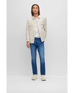 BOSS Mens Delaware Slim Fit Super Soft Jeans, Blue Italian Denim -Repertoire Fashion Store boss mens delaware slim fit super soft jeans blue italian denim p42885 265339 image