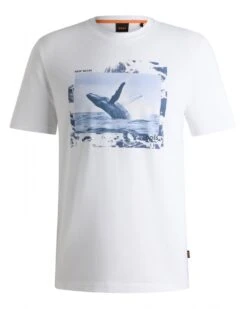 BOSS Mens Dunetrace Print T-Shirt White