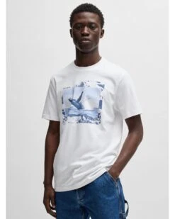 BOSS Mens Dunetrace Print T-Shirt White -Repertoire Fashion Store boss mens dunetrace print t shirt white p46441 314876 image