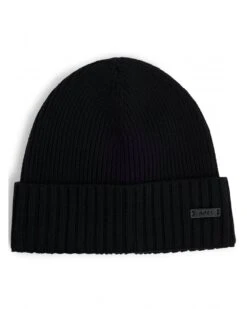 BOSS Mens Fati Ribbed Beanie Hat Black