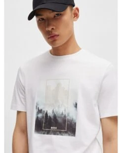 BOSS Mens Forest Print T-Shirt White -Repertoire Fashion Store boss mens forest print t shirt white p45182 291682 image