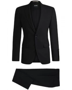 BOSS Mens H-Huge 2 Piece Slim Wool Suit Black