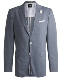BOSS Mens H-Hutson 233 Blazer Jacket Light Blue