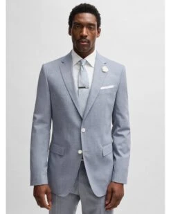 BOSS Mens H-Hutson 233 Blazer Jacket Light Blue -Repertoire Fashion Store boss mens h hutson 233 blazer jacket light blue p46549 307050 image