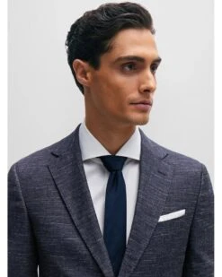 BOSS Mens H-Hutson Pattern Wool Blend Slim Jacket Dark Blue -Repertoire Fashion Store boss mens h hutson pattern wool blend slim jacket dark blue p45012 287671 image