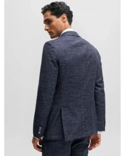 BOSS Mens H-Hutson Pattern Wool Blend Slim Jacket Dark Blue -Repertoire Fashion Store boss mens h hutson pattern wool blend slim jacket dark blue p45012 287679 image