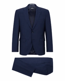 BOSS Mens H Jeckson Pinstripe Suit Dark Blue