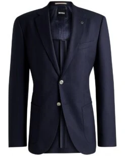 BOSS Mens H-Jenson Micro Pattern Jacket Dark Blue