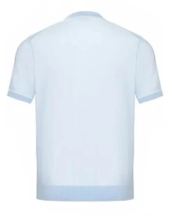 BOSS Mens H-Jianfranco Blended Knit T-Shirt Light Blue -Repertoire Fashion Store boss mens h jianfranco blended knit t shirt light blue p46525 311892 image