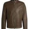BOSS Mens H-Manswell Nappa Leather Bomber Jacket Brown