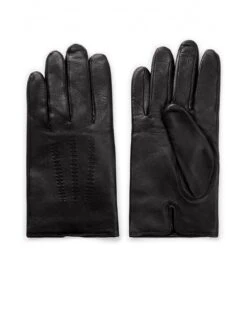 BOSS Mens Hainz5 Brown Nappa-Leather Gloves