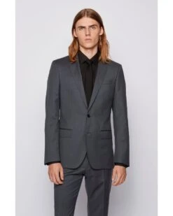 BOSS Mens Hayes/Gibson Grey Slim Fit Virgin Wool Suit -Repertoire Fashion Store boss mens hayes gibson grey slim fit virgin wool suit p40293 225039 image