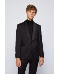 BOSS Mens Hence Cyl / Gylan Cyl Black Virgin Wool Slim Fit Suit -Repertoire Fashion Store boss mens hence cyl gylan cyl black virgin wool slim fit suit p40254 223193 image