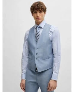 BOSS Mens Huge-H 3 Piece Suit Light Pastel Blue -Repertoire Fashion Store boss mens huge h 3 piece suit light pastel blue p45014 287711 image