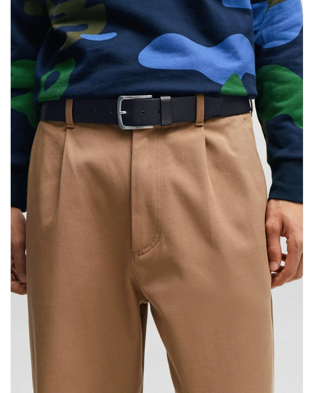 BOSS Mens Jor V Leather Buckle Belt Navy 3 BOSS Mens Jor V Leather Buckle Belt Navy - Image 3