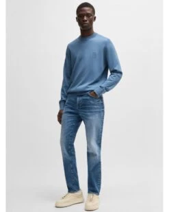 BOSS Mens Kanvano Knit Jumper Blue -Repertoire Fashion Store boss mens kanvano knit jumper blue p46451 307318 image