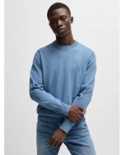 BOSS Mens Kanvano Knit Jumper Blue -Repertoire Fashion Store boss mens kanvano knit jumper blue p46451 307322 image