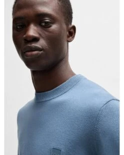 BOSS Mens Kanvano Knit Jumper Blue -Repertoire Fashion Store boss mens kanvano knit jumper blue p46451 307326 image