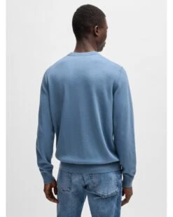 BOSS Mens Kanvano Knit Jumper Blue -Repertoire Fashion Store boss mens kanvano knit jumper blue p46451 307330 image