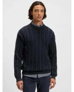 BOSS Mens Katus Structured Jumper Dark Blue -Repertoire Fashion Store boss mens katus structured jumper dark blue p46670 315811 image