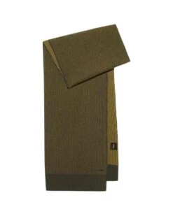 BOSS Mens Kosimo Dark Green Wool Blend Ribbed Scarf