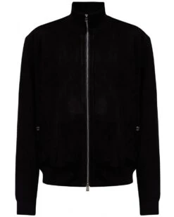 BOSS Mens Mersey1 Suede Panel Knit Sleeve Jacket Black