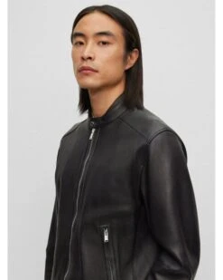 BOSS Mens Monty Leather Jacket Black -Repertoire Fashion Store boss mens monty leather jacket black p45078 291364 image