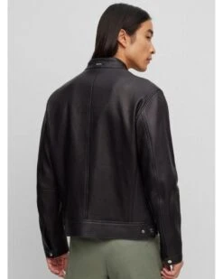 BOSS Mens Monty Leather Jacket Black -Repertoire Fashion Store boss mens monty leather jacket black p45078 291368 image