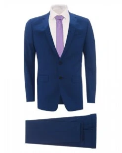 BOSS Mens Novan6/Ben2 Blue Slim Fit Wool Suit