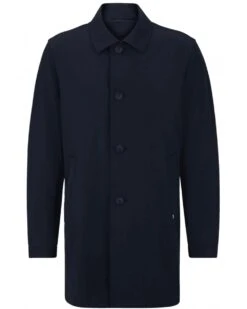 BOSS Mens P-Jared Button-Up Coat Dark Blue