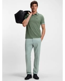 BOSS Mens Paddy Tipped Pique Polo Shirt Green -Repertoire Fashion Store boss mens paddy tipped pique polo shirt green p47066 320236 image