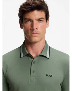 BOSS Mens Paddy Tipped Pique Polo Shirt Green -Repertoire Fashion Store boss mens paddy tipped pique polo shirt green p47066 320242 image