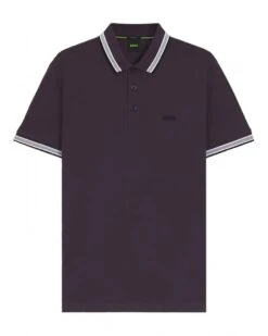 BOSS Mens Paddy Tipped Pique Polo Shirt Plum Purple