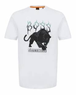 BOSS Mens Pantera Panther Logo Print T-Shirt White