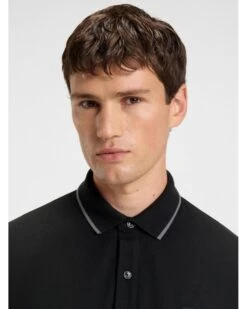 BOSS Mens Passertip Pique Tipped Polo Shirt Black -Repertoire Fashion Store boss mens passertip pique tipped polo shirt black p46992 320574 image