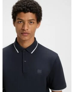 BOSS Mens PasserTip Polo Shirt Dark Blue -Repertoire Fashion Store boss mens passertip polo shirt dark blue p46664 315706 image