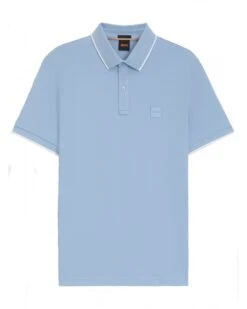 BOSS Mens PasserTip Polo Shirt Light Blue