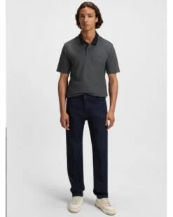 BOSS Mens PE Oxford New Pique Polo Shirt Dark Blue -Repertoire Fashion Store boss mens pe oxford new pique polo shirt dark blue p46663 315686 image