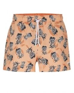 BOSS Mens Pineapple Motif Swim Shorts Medium Orange