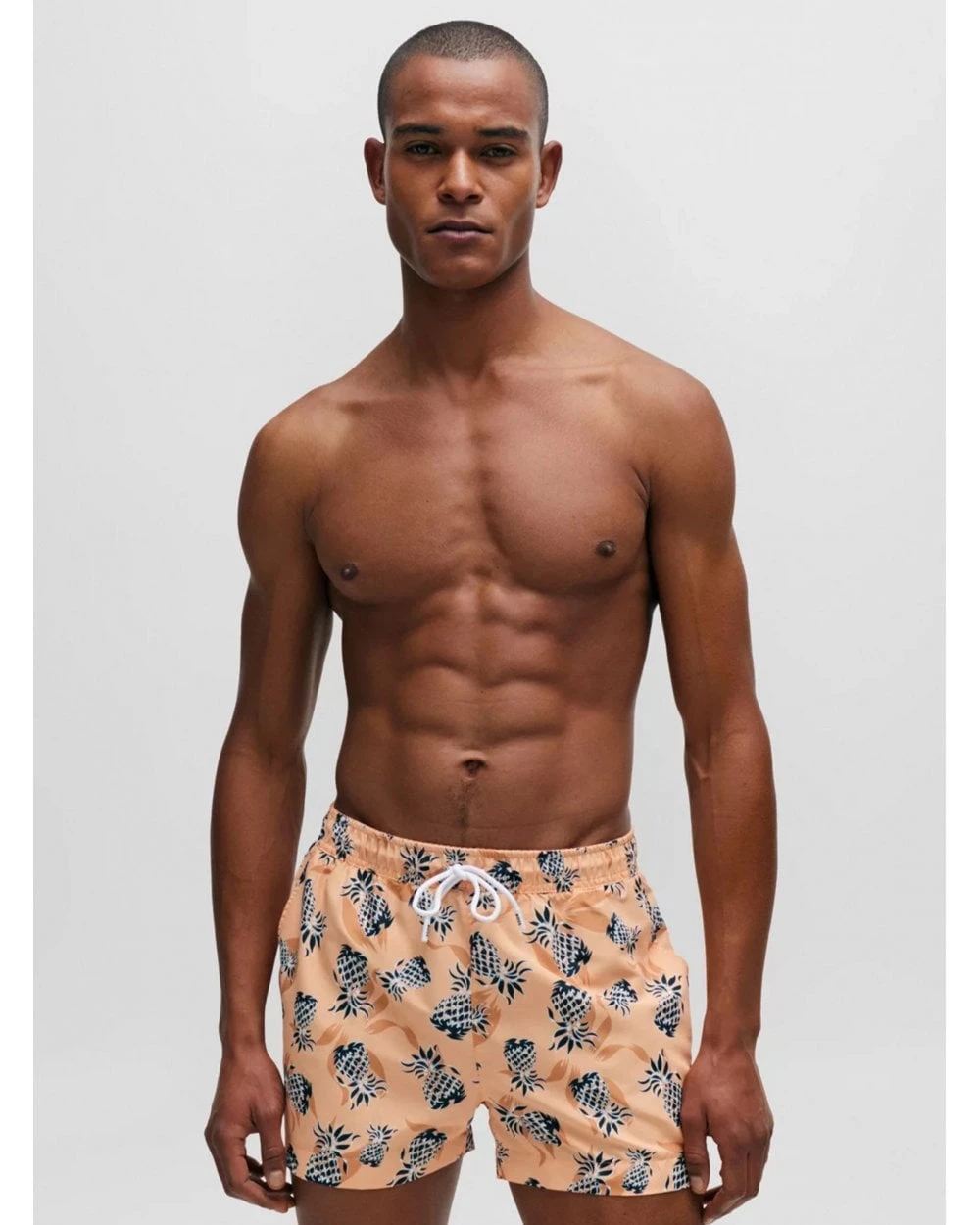 BOSS Mens Pineapple Motif Swim Shorts Medium Orange 2 BOSS Mens Pineapple Motif Swim Shorts Medium Orange - Image 2