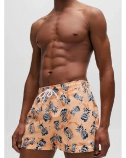 BOSS Mens Pineapple Motif Swim Shorts Medium Orange 6 BOSS Mens Pineapple Motif Swim Shorts Medium Orange -Repertoire Fashion Store boss mens pineapple motif swim shorts medium orange p44918 287308 image