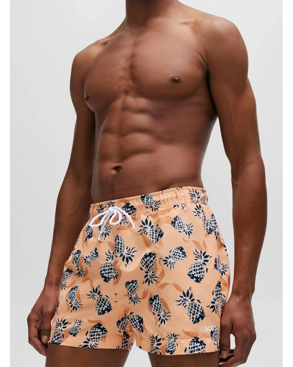 BOSS Mens Pineapple Motif Swim Shorts Medium Orange 3 BOSS Mens Pineapple Motif Swim Shorts Medium Orange - Image 3