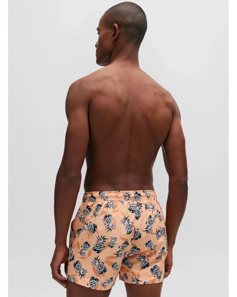 BOSS Mens Pineapple Motif Swim Shorts Medium Orange 4 BOSS Mens Pineapple Motif Swim Shorts Medium Orange - Image 4