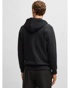 BOSS Mens Saggy-Rib Patch Logo Hoodie Black -Repertoire Fashion Store boss mens saggy rib patch logo hoodie black p46502 312044 image