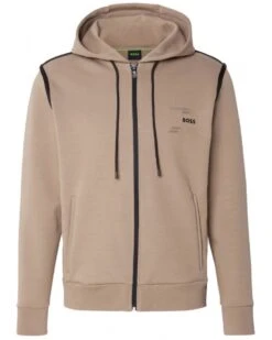 BOSS Mens Saggy Tape Logo Hoodie Green